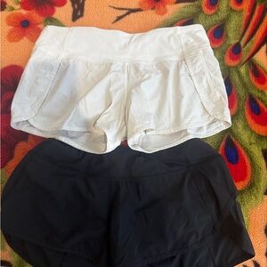 Lululemon Black and White Speed up shorts